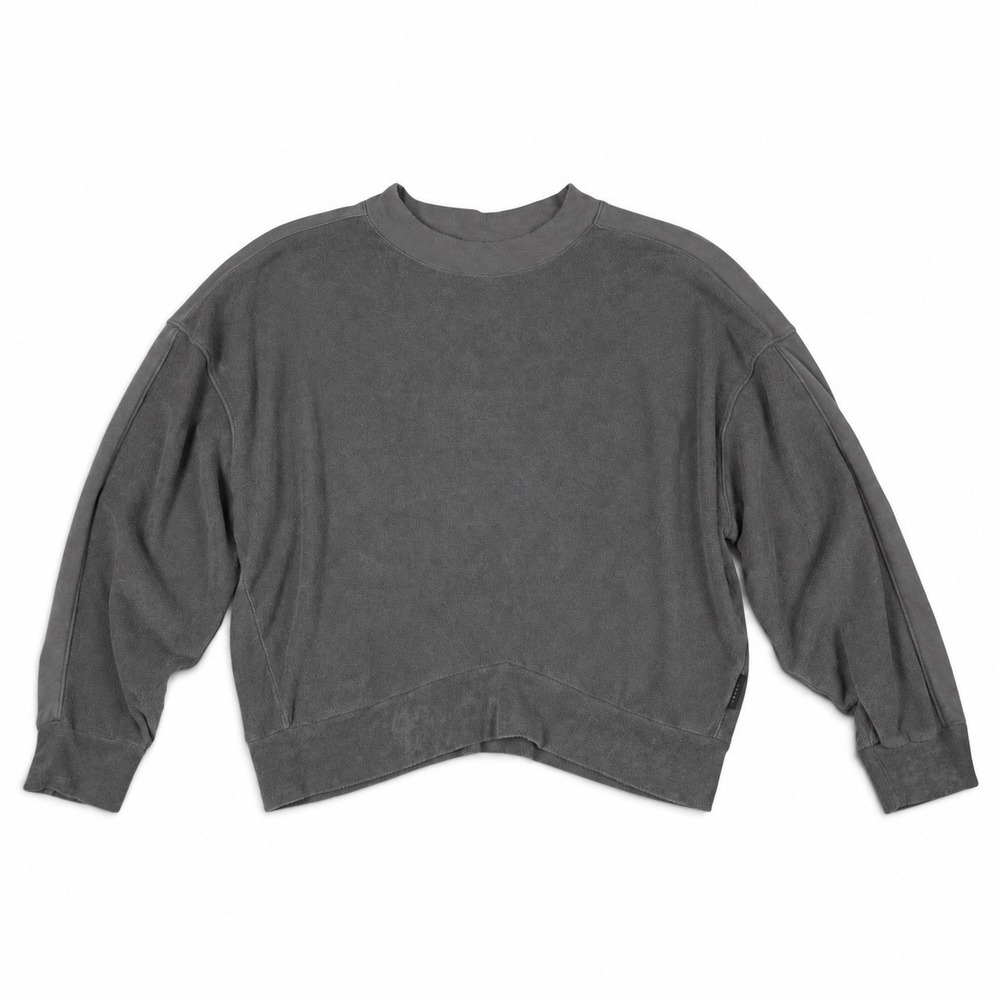 Varley Lyle Top Large Pavement Gray Terry Cotton Oversized Sweatshirt